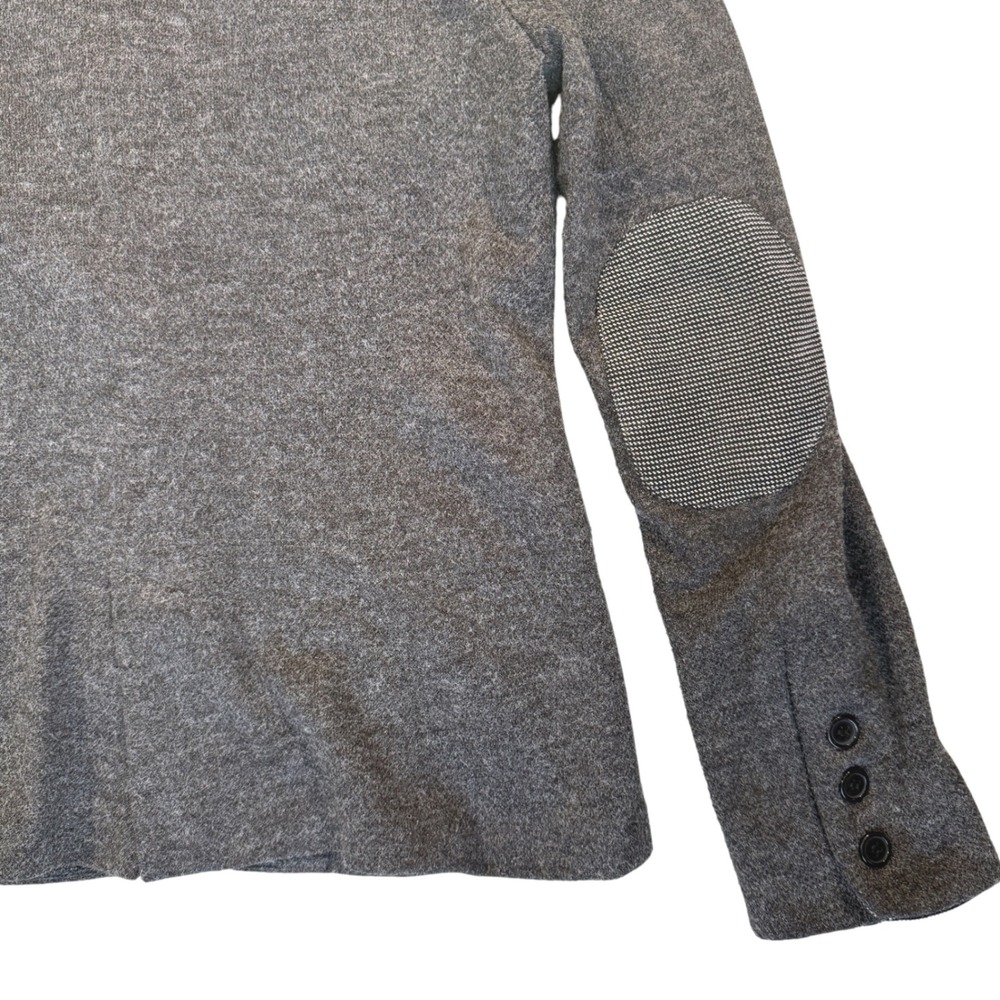 Gray Sweater Blazer Women Small Elbow Patch Contrast Trim Career Professional - Picture 12 of 16